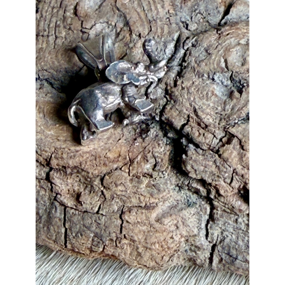 Vintage Mexico Sterling Silver Elephant Pendant Charm 925 MEX MS-32 Good Luck